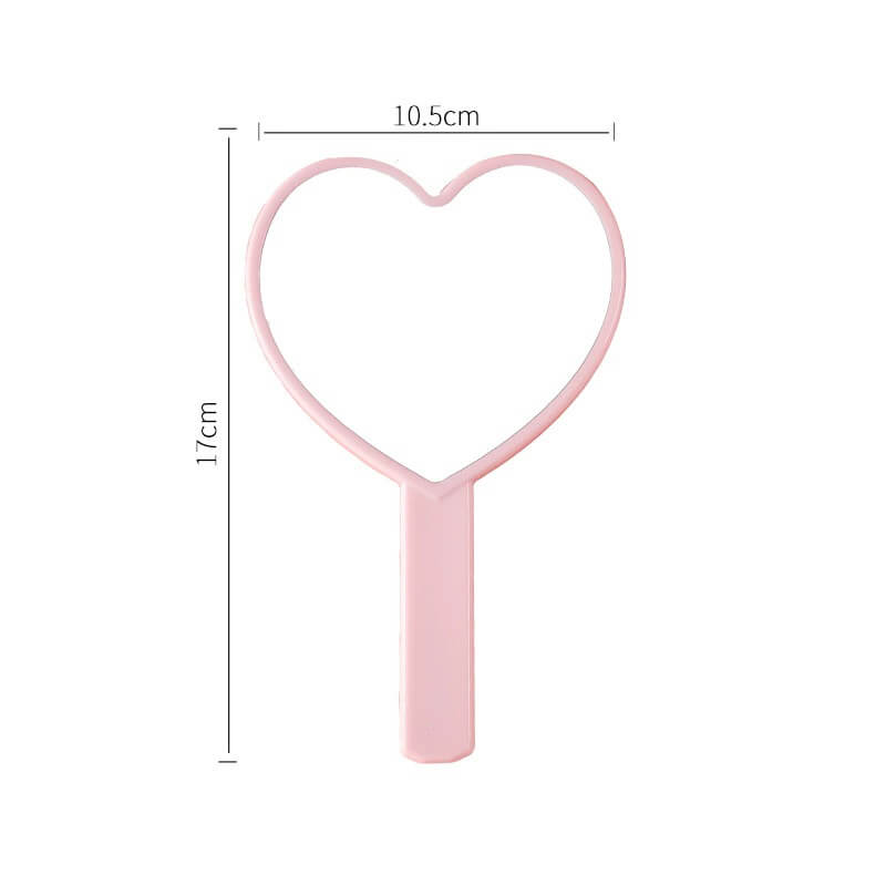 4 color heart-shaped makeup mirror love handheld portable handle mirror 16*10.5cm