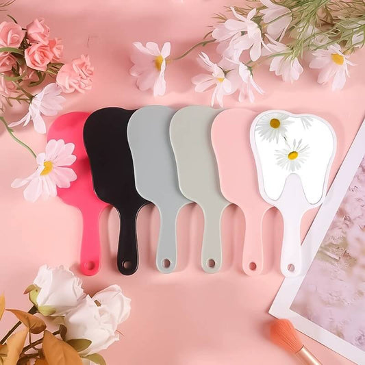 6 color makeup mirror cute teeth handle mirror advertising dental handheld 16*8.5cm
