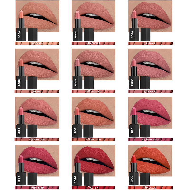 24 color matte lipstick high pigmented long lasting vegan