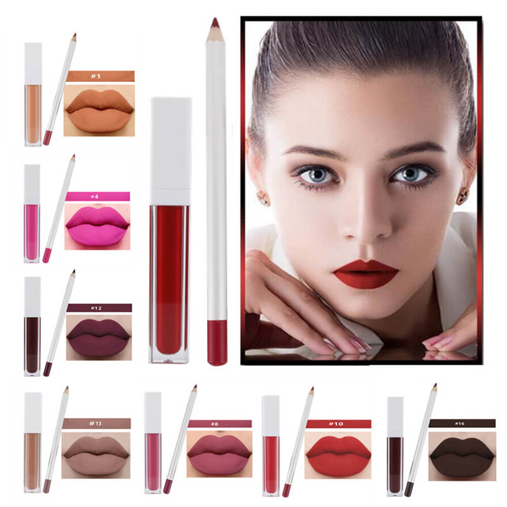 21 color liquid lipstick & lip liner set matte long lasting