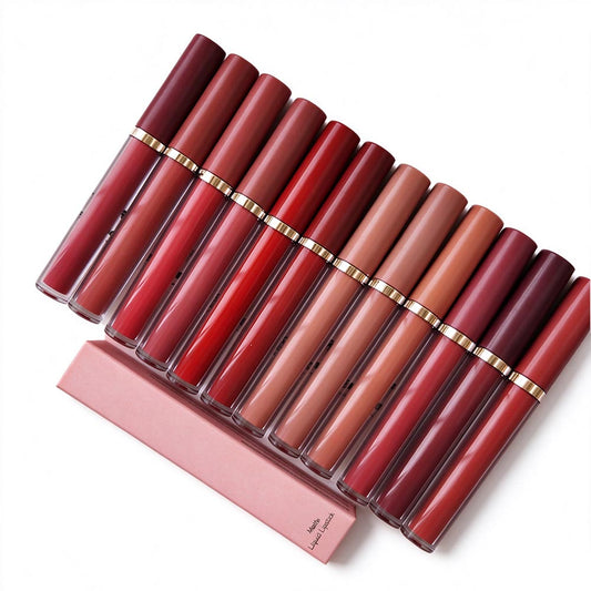 12-color Nude Matte Liquid Lipstick Non-sticky Velvet Mist Lip Mud Private Label