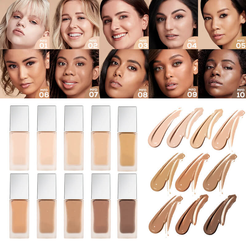 10 color liquid foundation full coverage long lasting waterproof silver tube