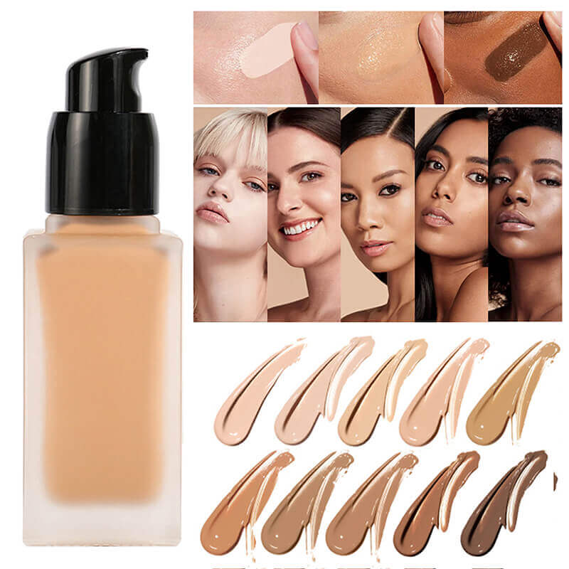 10 color liquid foundation full coverage matte waterproof gold tube