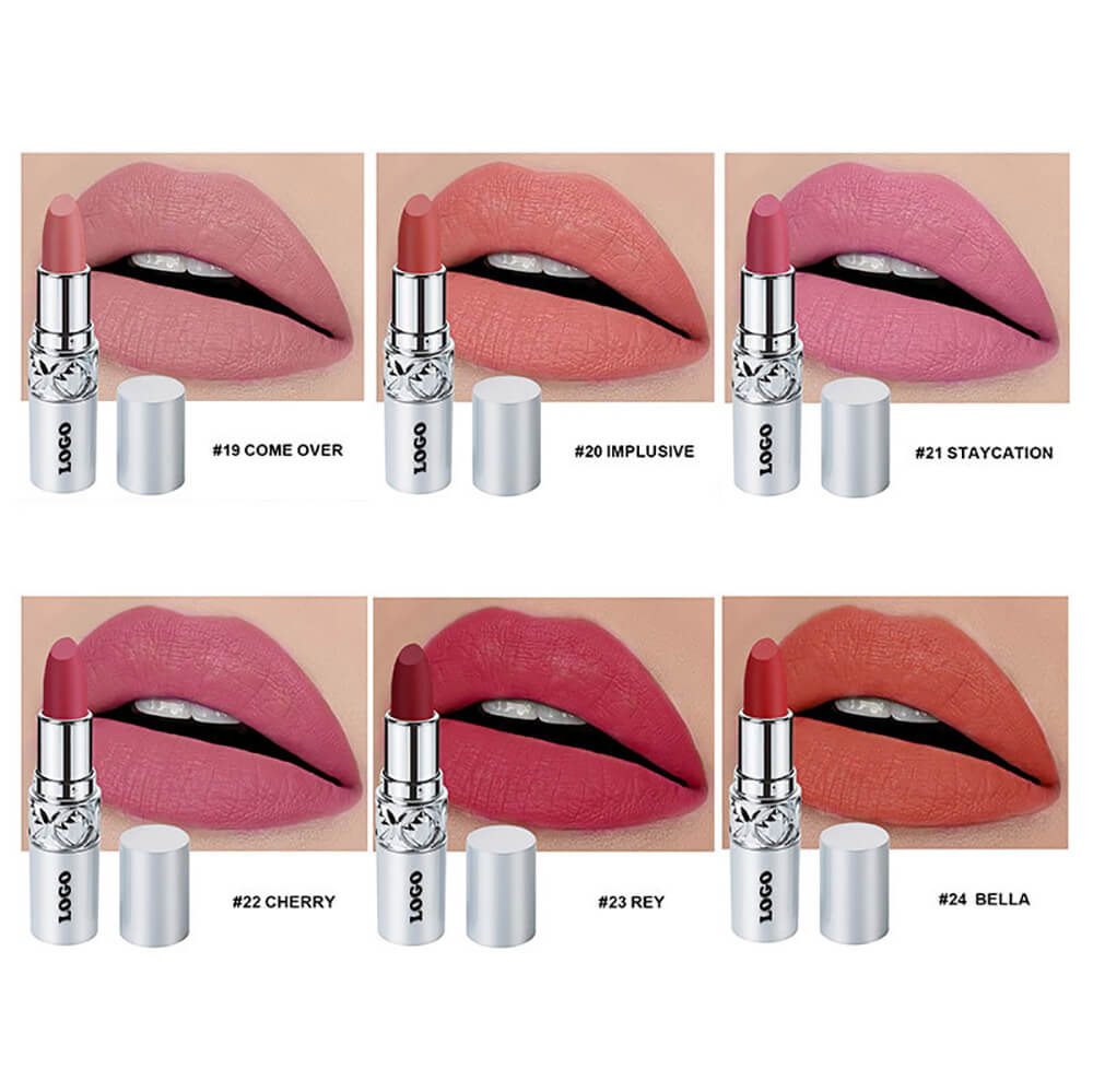 24 color matte lipstick cream waterproof long lasting silver tube