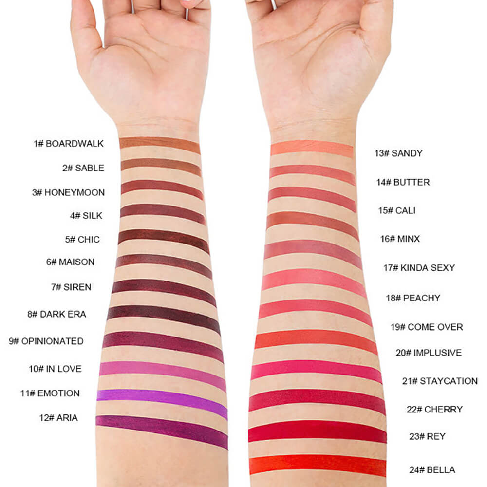 24 color matte lipstick cream waterproof long lasting silver tube