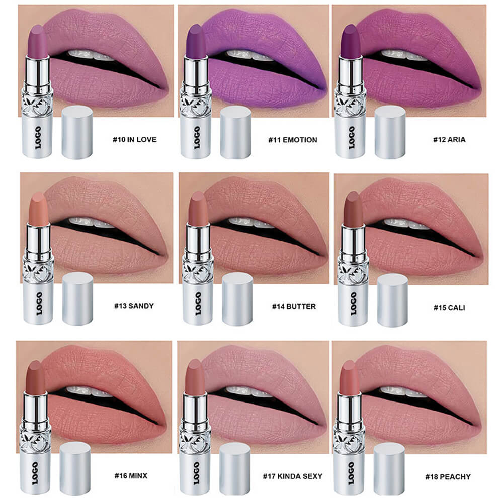 24 color matte lipstick cream waterproof long lasting silver tube