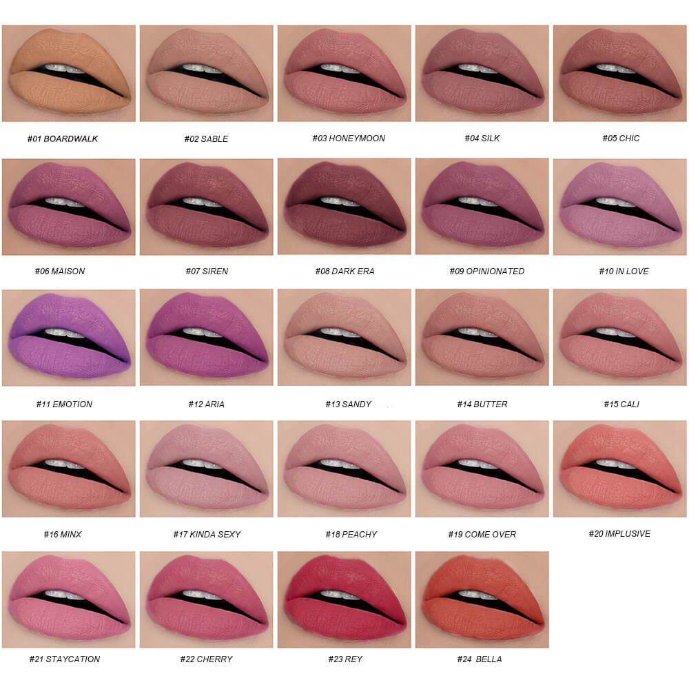 24 color matte lipstick cream waterproof long lasting silver tube