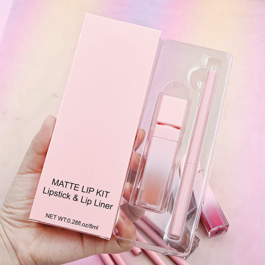 16 color pink liquid lipstick lip liner set matte waterproof long lasting