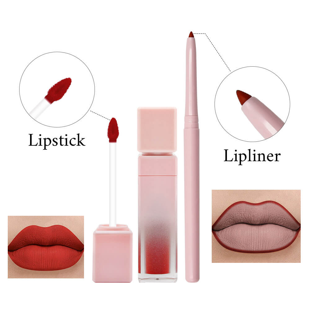 16 color pink liquid lipstick lip liner set matte waterproof long lasting