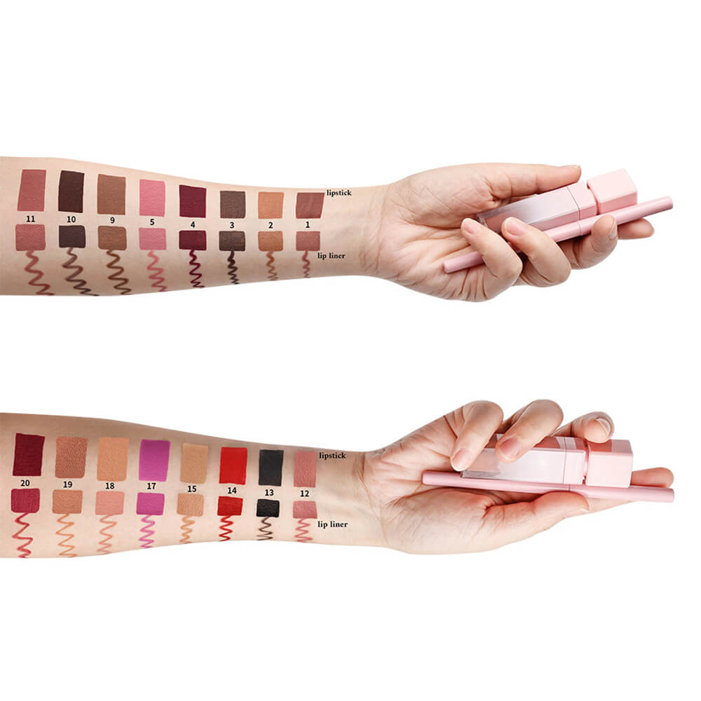 16 color pink liquid lipstick lip liner set matte waterproof long lasting
