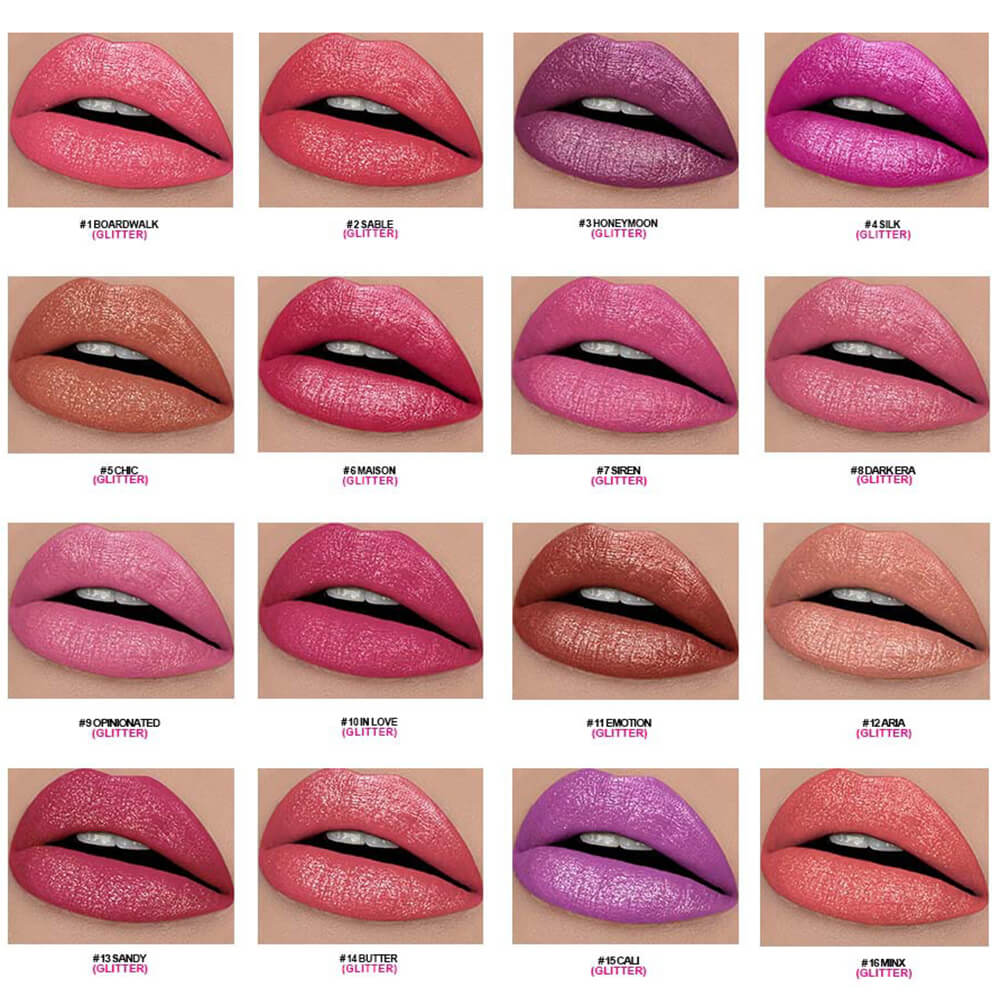 16 color glitter lipstick plumping hydrating long-lasting shimmer lipstick