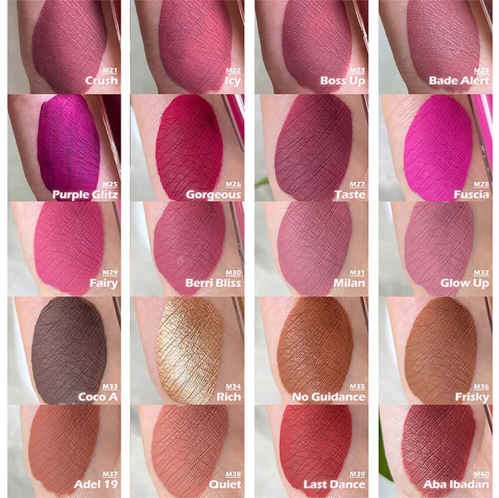 40 color matte liquid lipstick waterproof long lasting white tube (color 31-40)