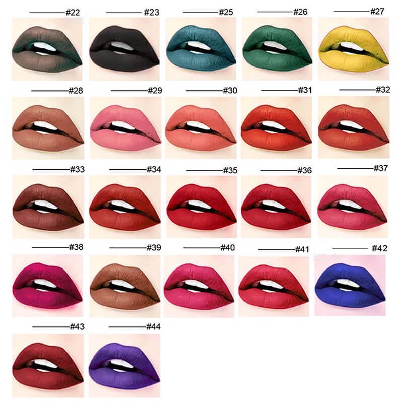 43 color matte liquid lipstick waterproof vegan pigmented (color 01-20)
