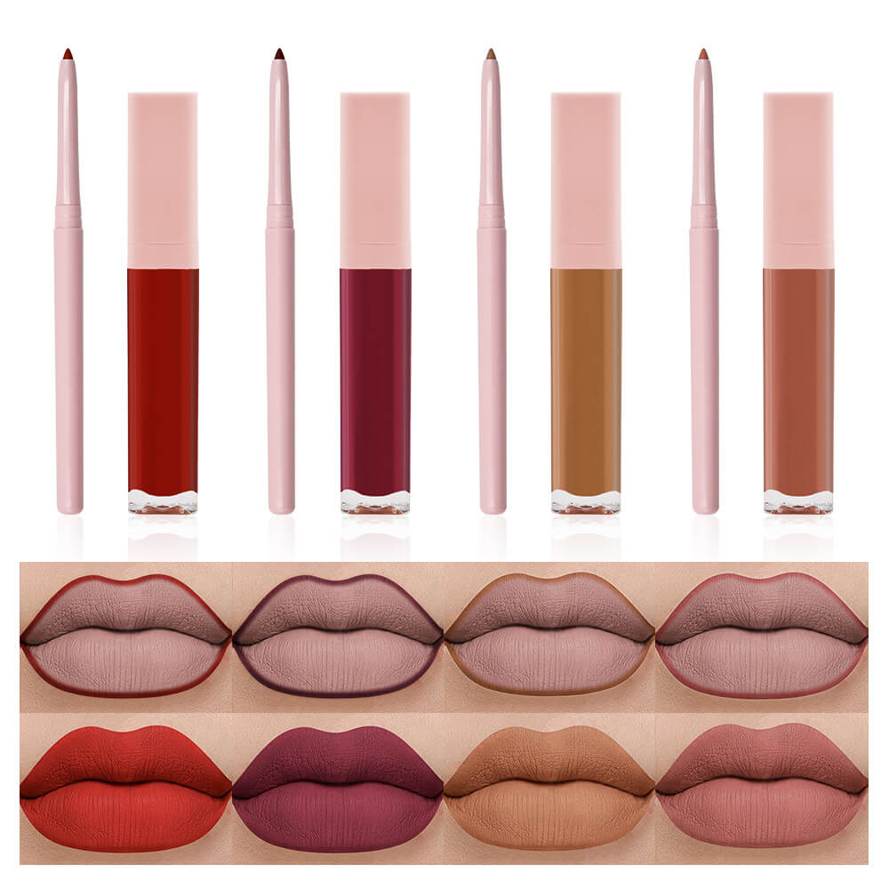 16 color 2 in 1 matte liquid lipstick lip liner set long lasting high pigment