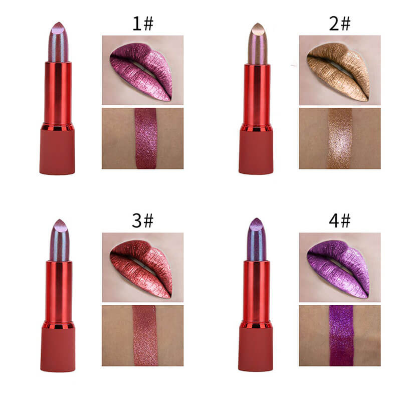 4 color chameleon lipstick glitter lip waterproof non-stick