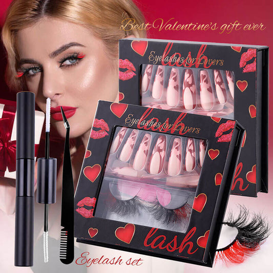 Black gift box eyelash and nail art set Valentine's Day birthday makeup kit