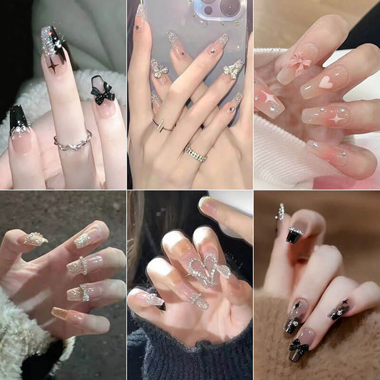 Nail art patch collection fake nails diamond nails tips 24pcs