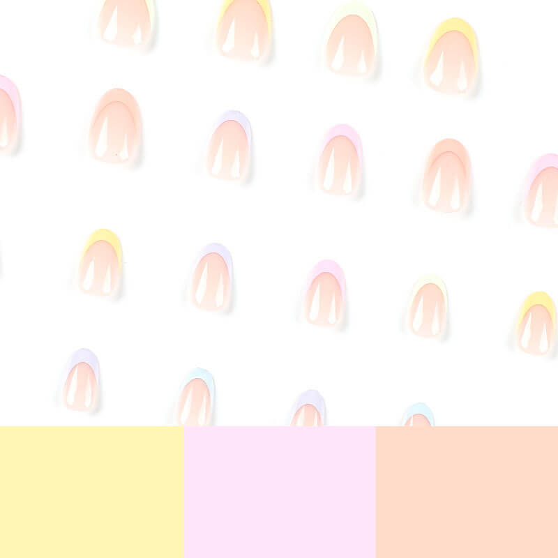Wearable nail air summer multi-color French rainbow nail stickers 24pcs