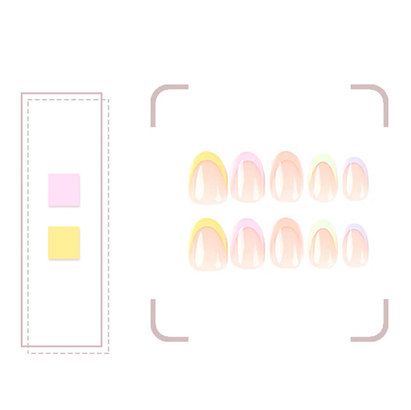 Wearable nail air summer multi-color French rainbow nail stickers 24pcs