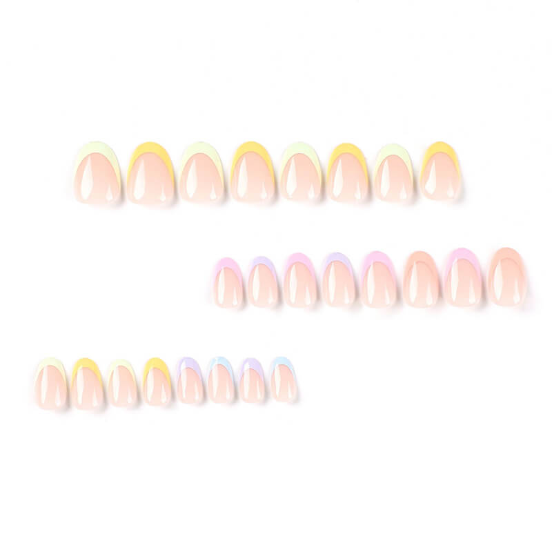 Wearable nail air summer multi-color French rainbow nail stickers 24pcs