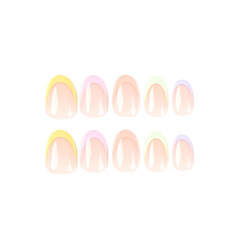 Wearable nail air summer multi-color French rainbow nail stickers 24pcs