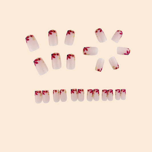 Nail art flowers wearable nails press on nails removable 24pcs