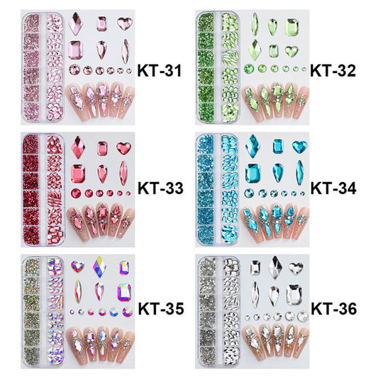 6 color nails decoration diy crystal rhinestones art nail gems