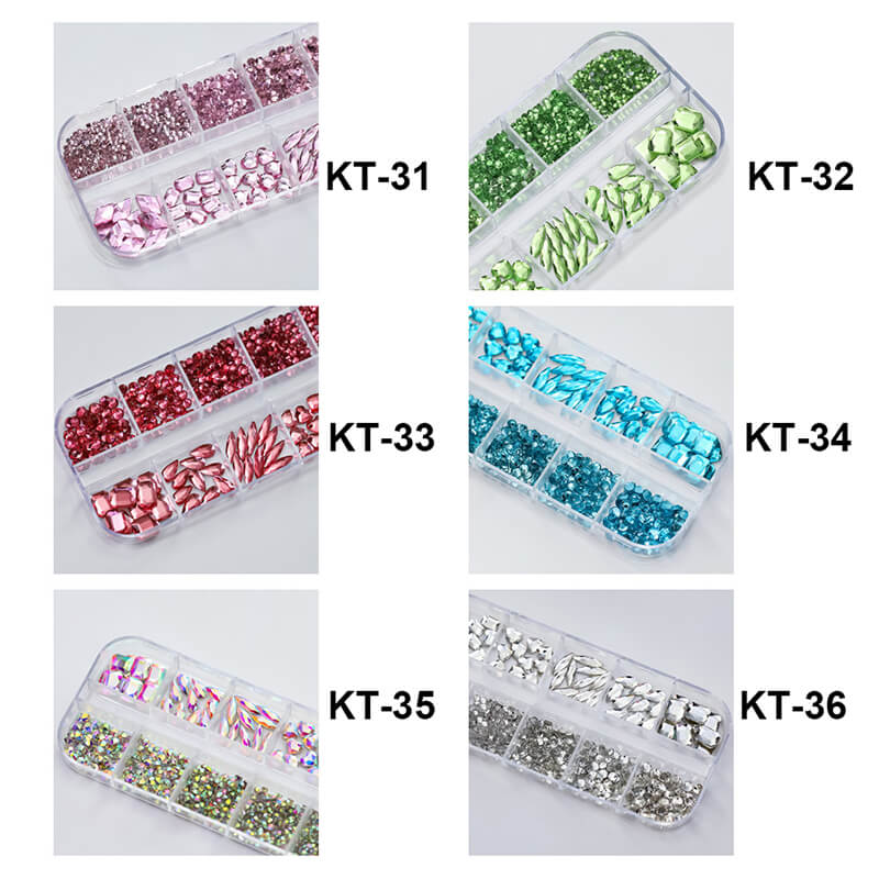 6 color nails decoration diy crystal rhinestones art nail gems