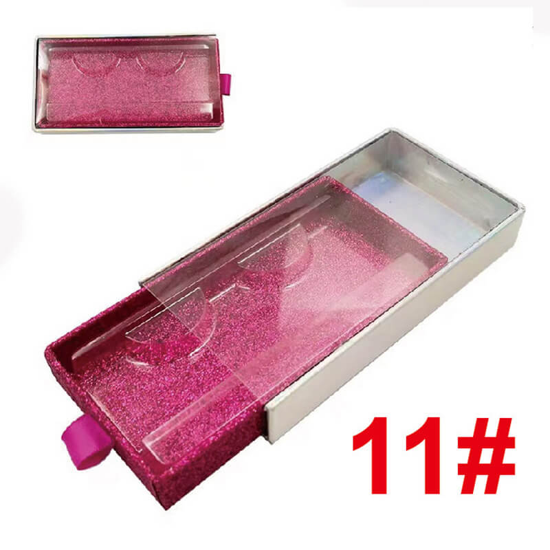 13 color empty eyelash box glitter pull-out lash packaging box with tray