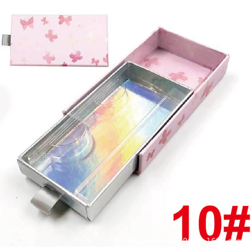 13 color empty eyelash box glitter pull-out lash packaging box with tray
