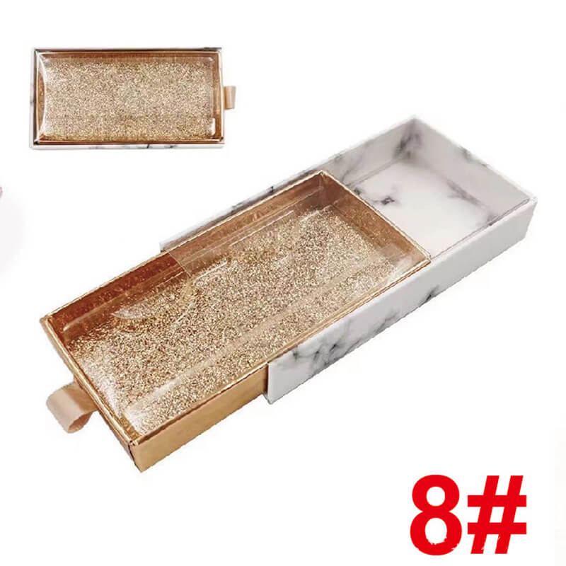 13 color empty eyelash box glitter pull-out lash packaging box with tray