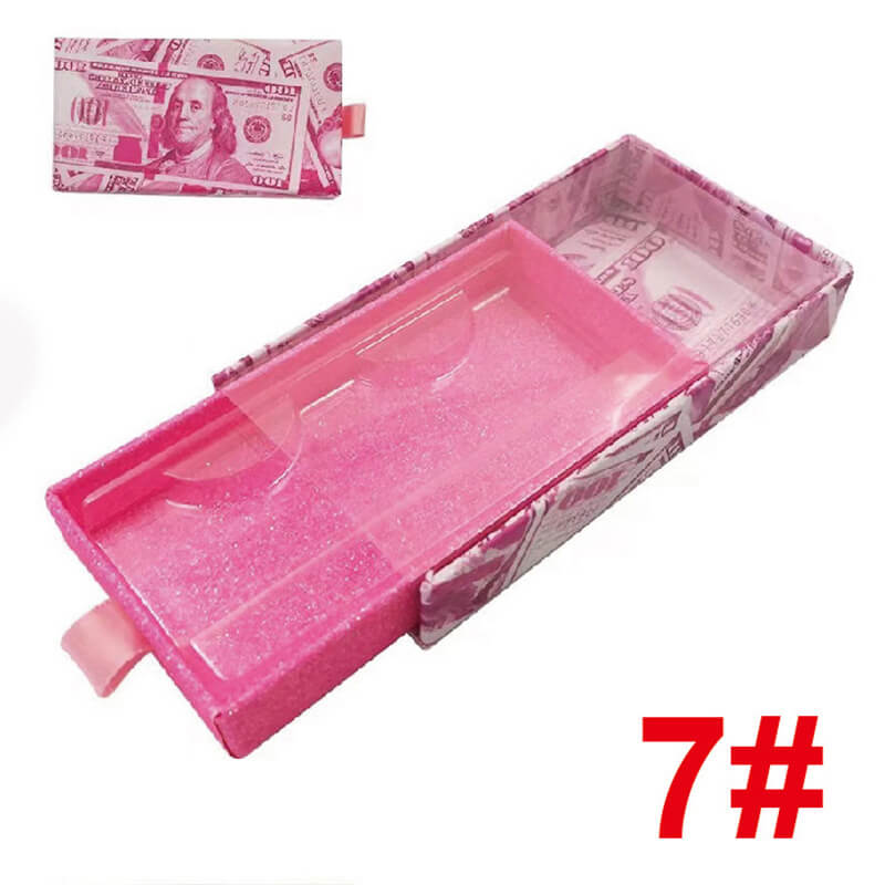 13 color empty eyelash box glitter pull-out lash packaging box with tray