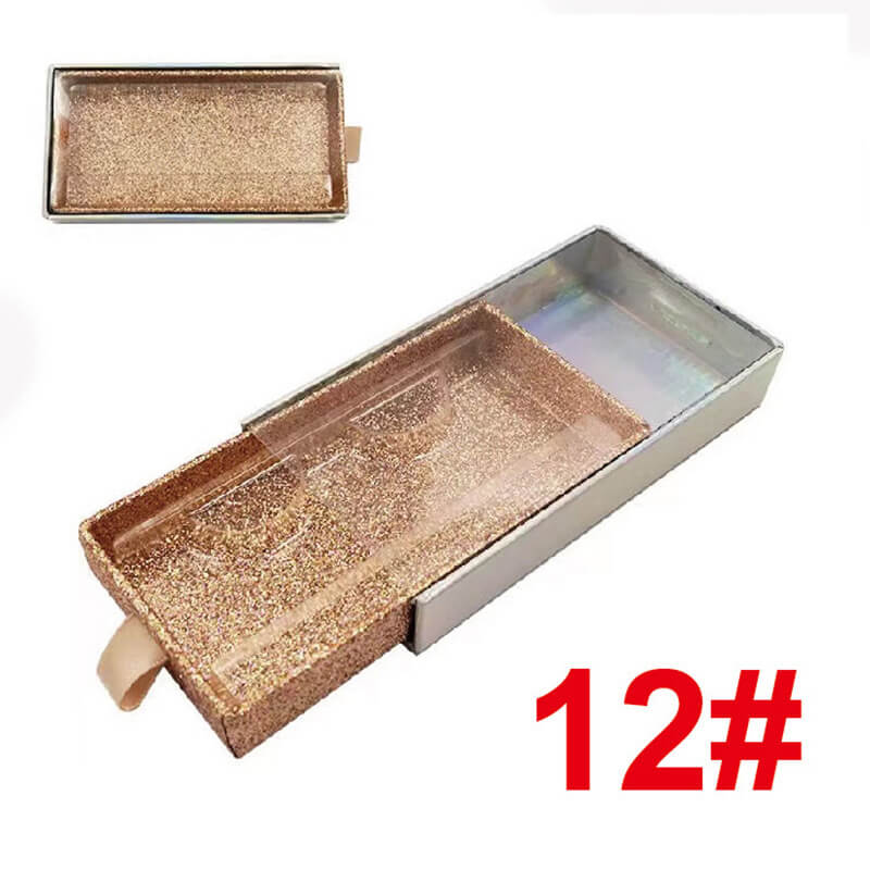 13 color empty eyelash box glitter pull-out lash packaging box with tray