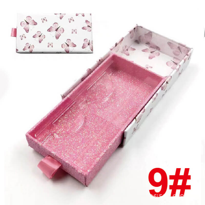 13 color empty eyelash box glitter pull-out lash packaging box with tray