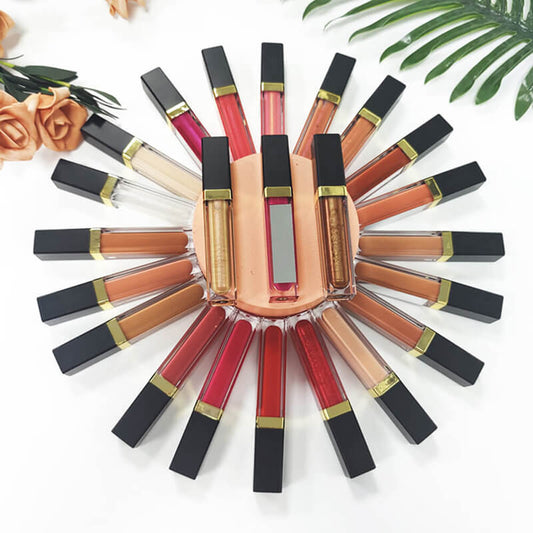 64 color lip gloss nude shimmer high pigmented vegan mirror tube