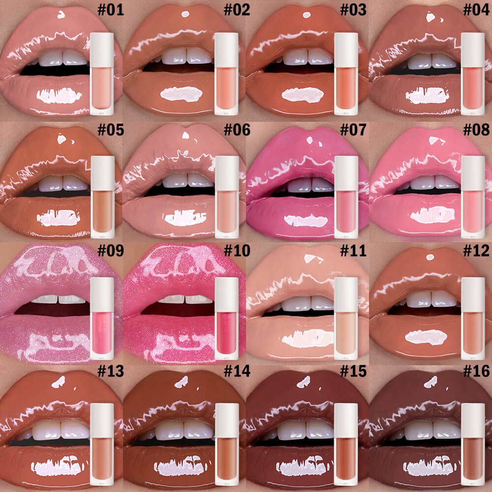 16 color nude lip gloss moisturizing lip glaze high pigment vegan