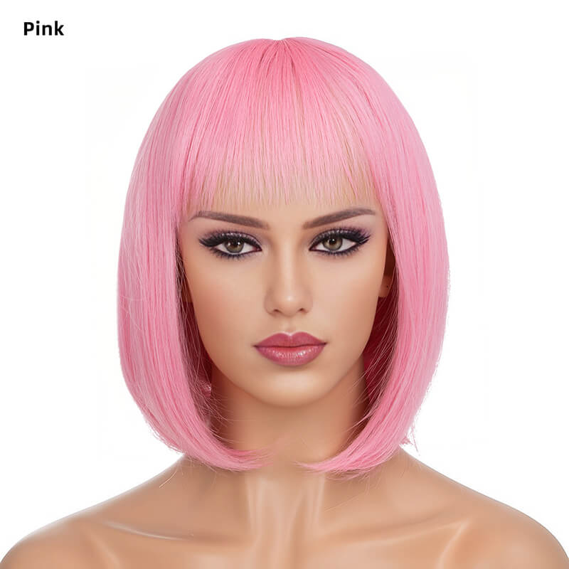 Wigs short straight hair bobo head air bangs whole wig headgear