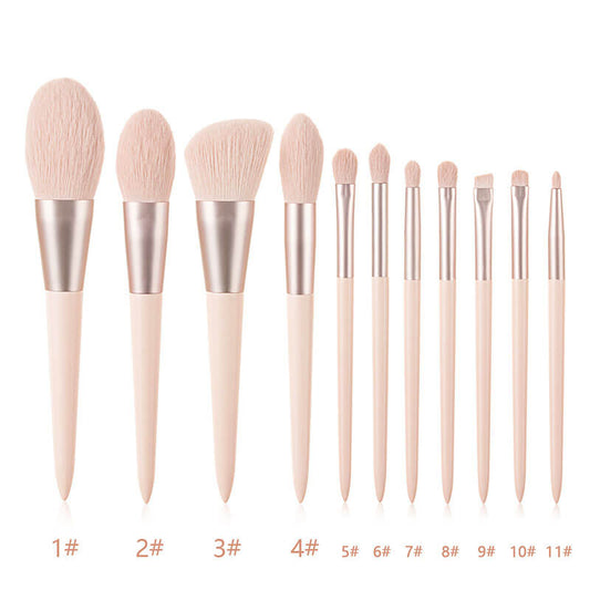 11 pcs pink makeup brush set soft brushes portable beauty tool