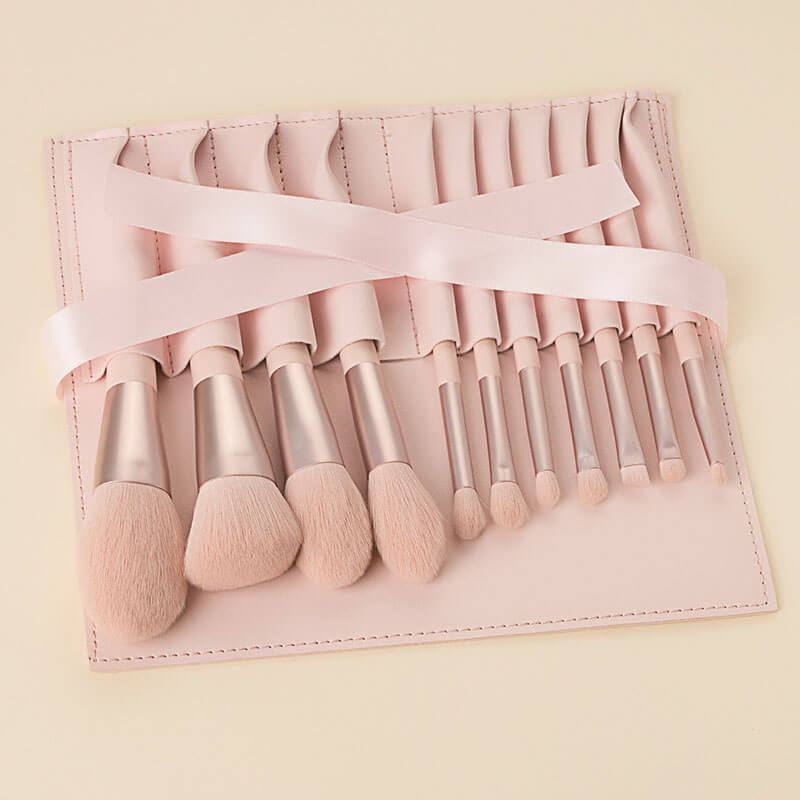 11 pcs pink makeup brush set soft brushes portable beauty tool