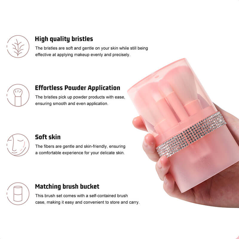 5 pcs pink makeup brush set soft travel brushes portable