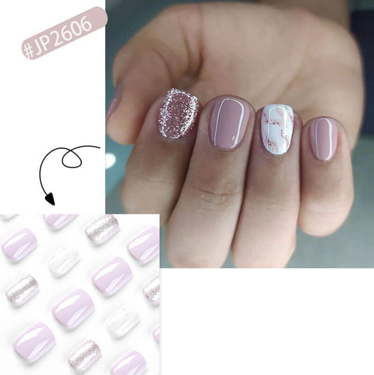Wearable press on nails short style nail patch glitter finished nail