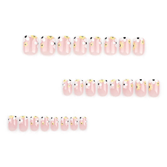French short nails flower wearing nails fake nails removable 24pcs