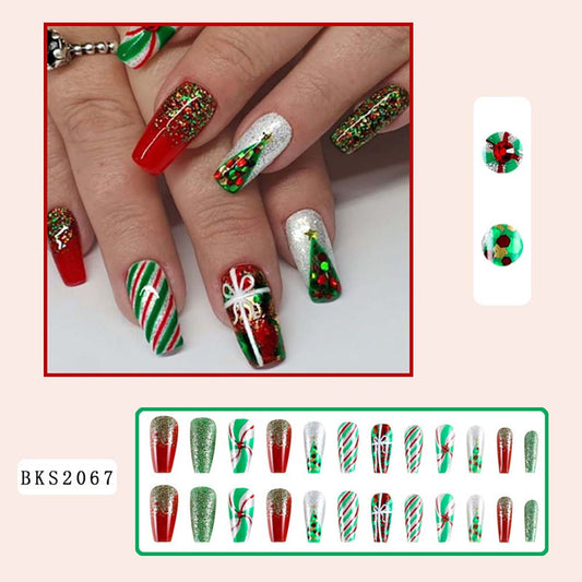 Christmas Nail Set Wearing Nails Press On Nails French Manicure Nail Art 24 Pcs