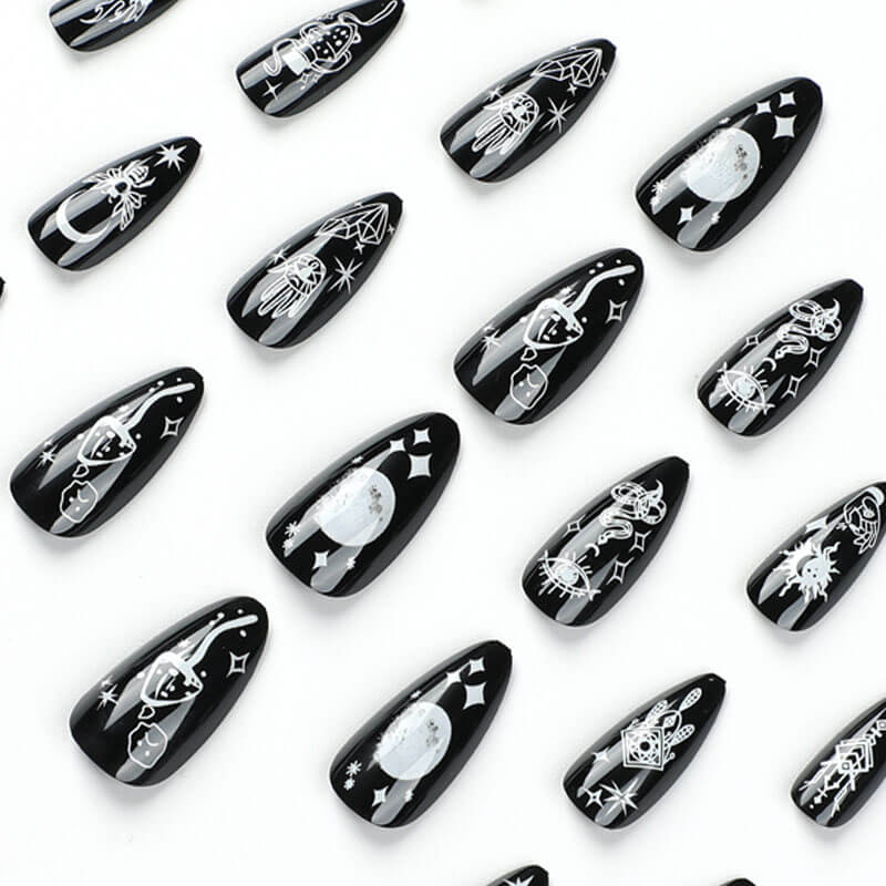 Fake nails manicure pieces nail art star moon snake removable