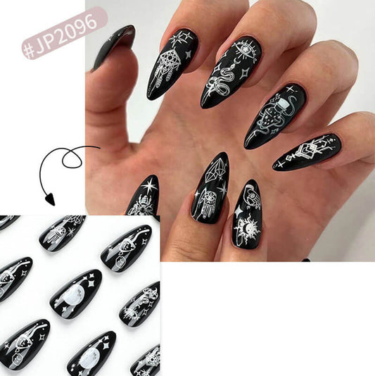 Fake nails manicure pieces nail art star moon snake removable