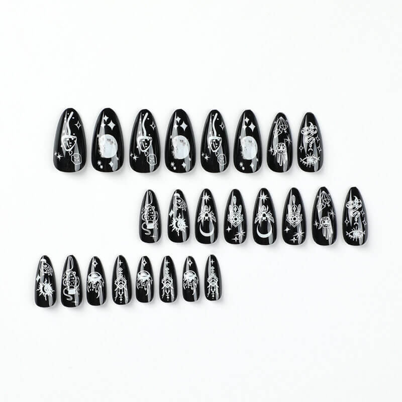 Fake nails manicure pieces nail art star moon snake removable
