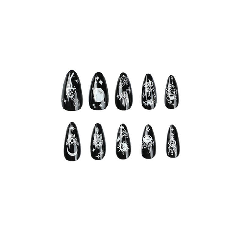 Fake nails manicure pieces nail art star moon snake removable