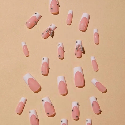 Butterfly fake nails press on nails reuseable diamond party 24pcs