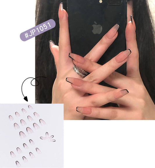 Nail patches French fake nails short ballet manicure nude removable