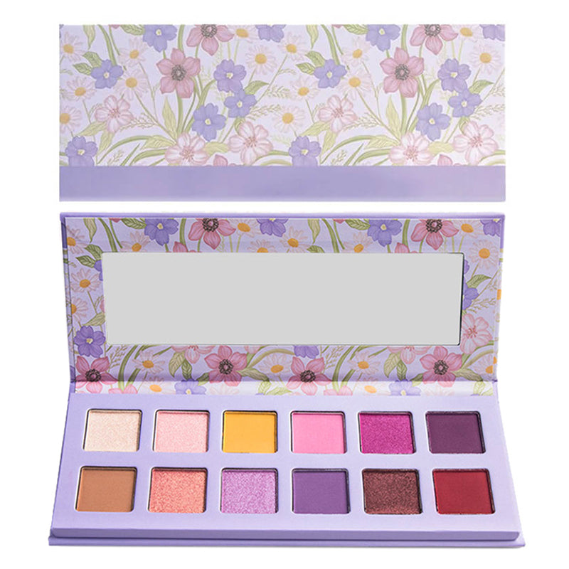 12 color purple eyeshadow palette high pigmented waterproof